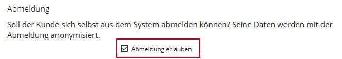 Einstellungen -> Registrierung/Abmeldung