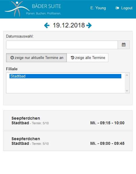 APP - Auswahl Filiale & Datum