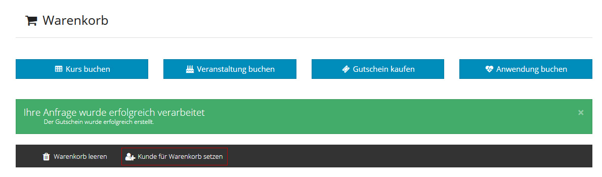 Gutscheine - Kunde auswählen