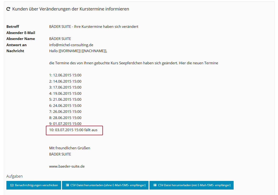 Status Benachrichtigung - letzter Schritt