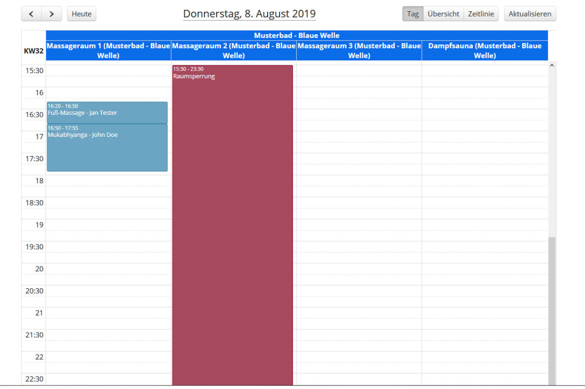 Wellness - Bereichskalender