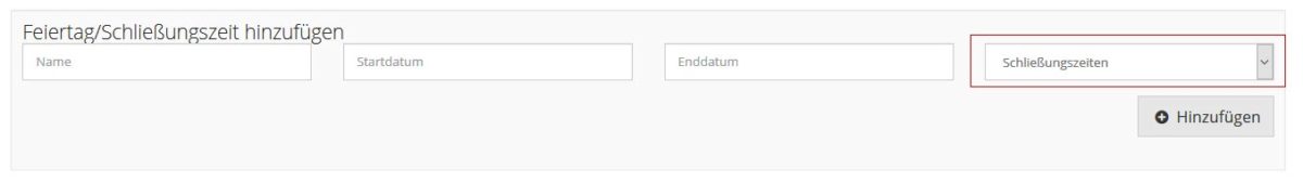 Schließungszeit anlegen