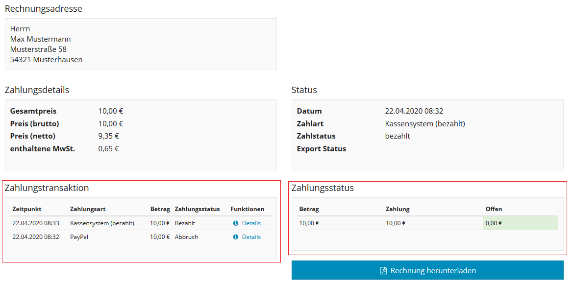 Bestelldetailseite - Ansicht verbessert