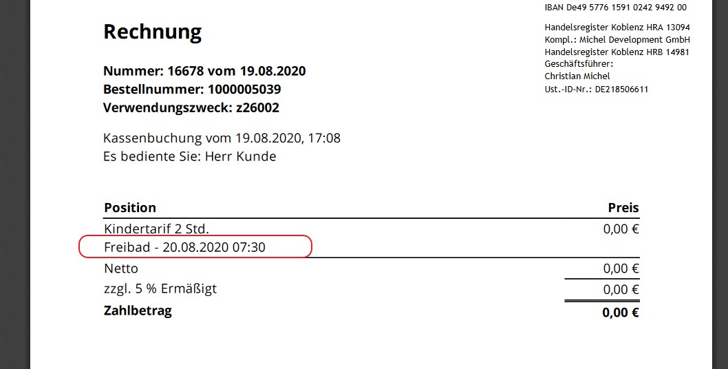 Leistungsdatum in Rechnung