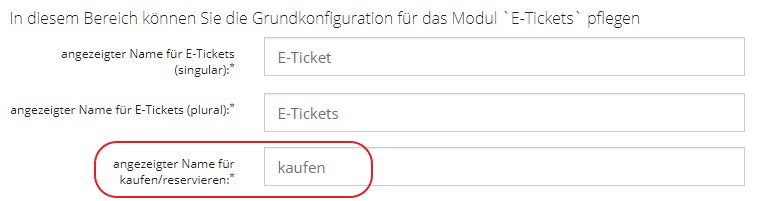 Angezeigter Namen für E-Tickets kaufen oder reservieren