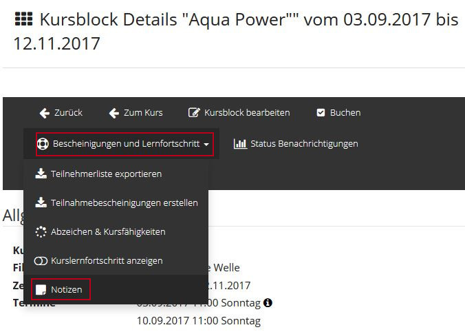 Kursblock Notizen