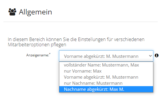 Darstellung Mitarbeitername