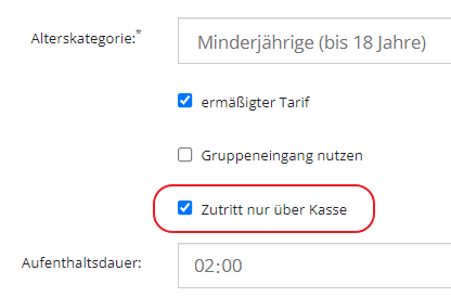 Zutritt nur über Kasse
