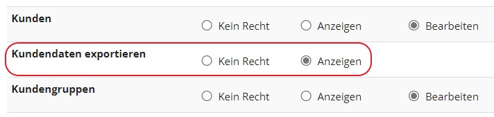 Neues Recht: Kundendaten exportieren