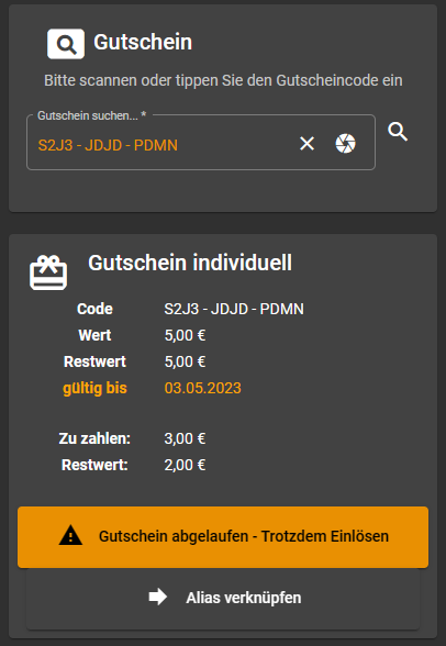 Zahlung mit abgelaufenem Gutschein erlauben