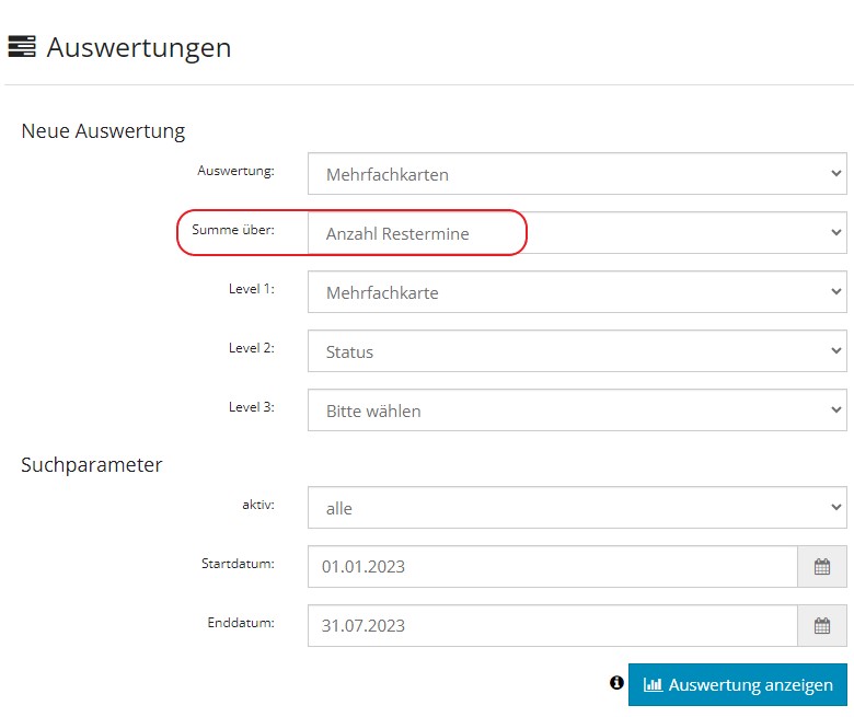 Auswertung Kurs-Mehrfachkarten erweitert
