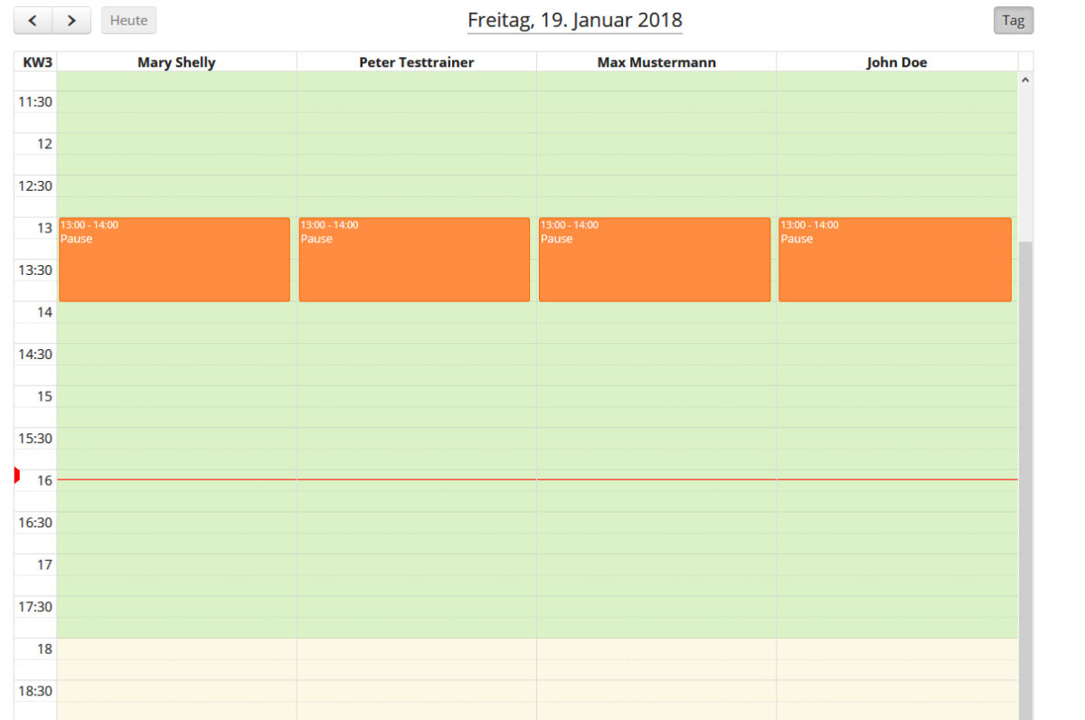 Wellness - Mitarbeiterkalender - Zeitstrang