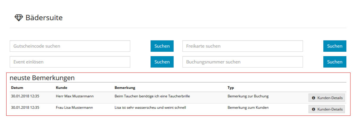 Admin- Bemerkungen auf Startseite anzeigen