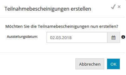 Teilnahmebescheinigung - Datum eintragen