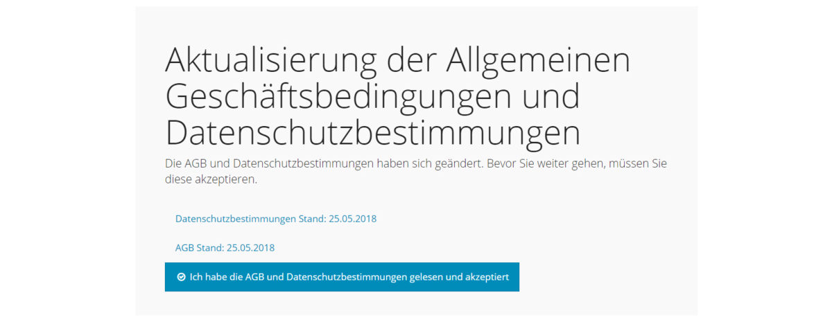 Datenschutzbestimmungen erneut bestätigen