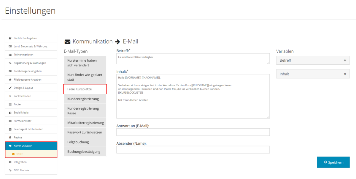 E-Mail-Texte ändern