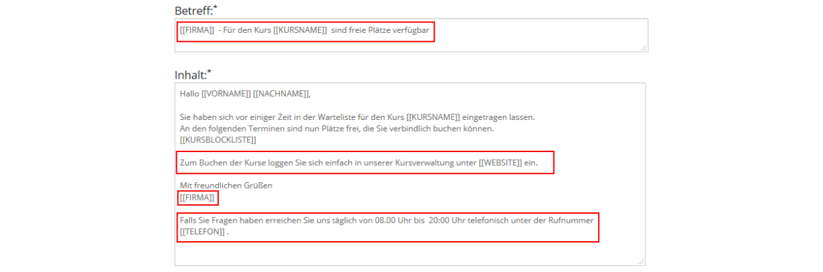 E-Mail-Text - individualisieren