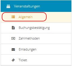 Einstellungen-Veranstaltungen
